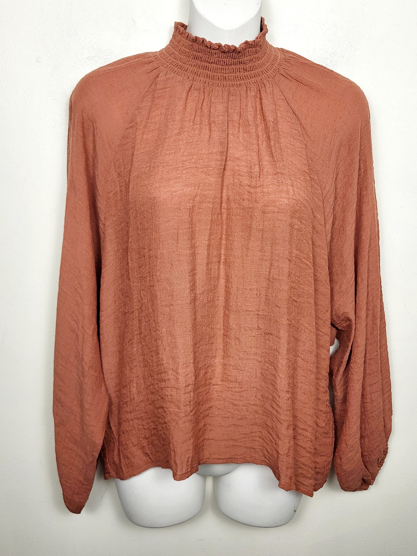 NEW - Minkpink rust coloured mock neck blouse. Size small
