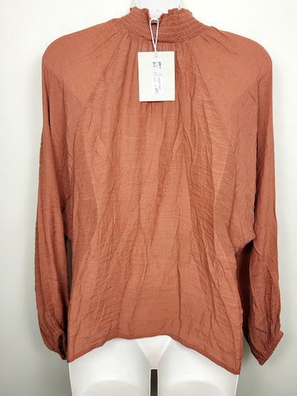 NEW - Minkpink rust coloured mock neck blouse. Size small