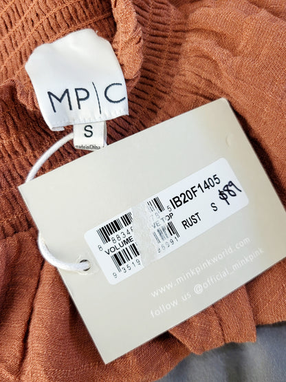 NEW - Minkpink rust coloured mock neck blouse. Size small