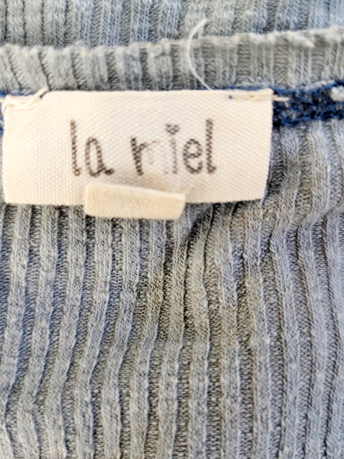 La Miel blue distressed Henley tank top. Size medium