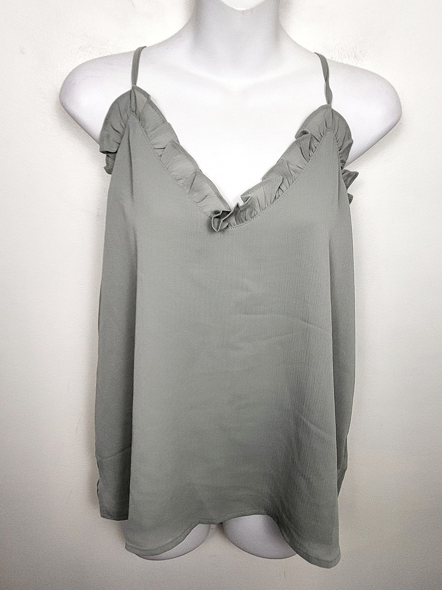 Wishlist sage green ruffle camisole top. Size large (stock pick is true colour of top)