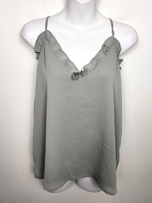 Wishlist sage green ruffle camisole top. Size large (stock pick is true colour of top)