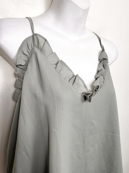 Wishlist sage green ruffle camisole top. Size large (stock pick is true colour of top)