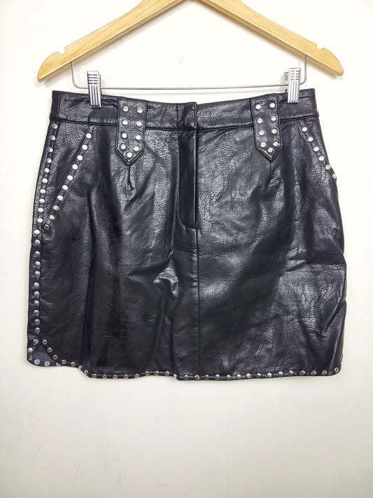 NEW - Minkpink black studded faux leather "Nikita" skirt. Size large (seems more like a medium)