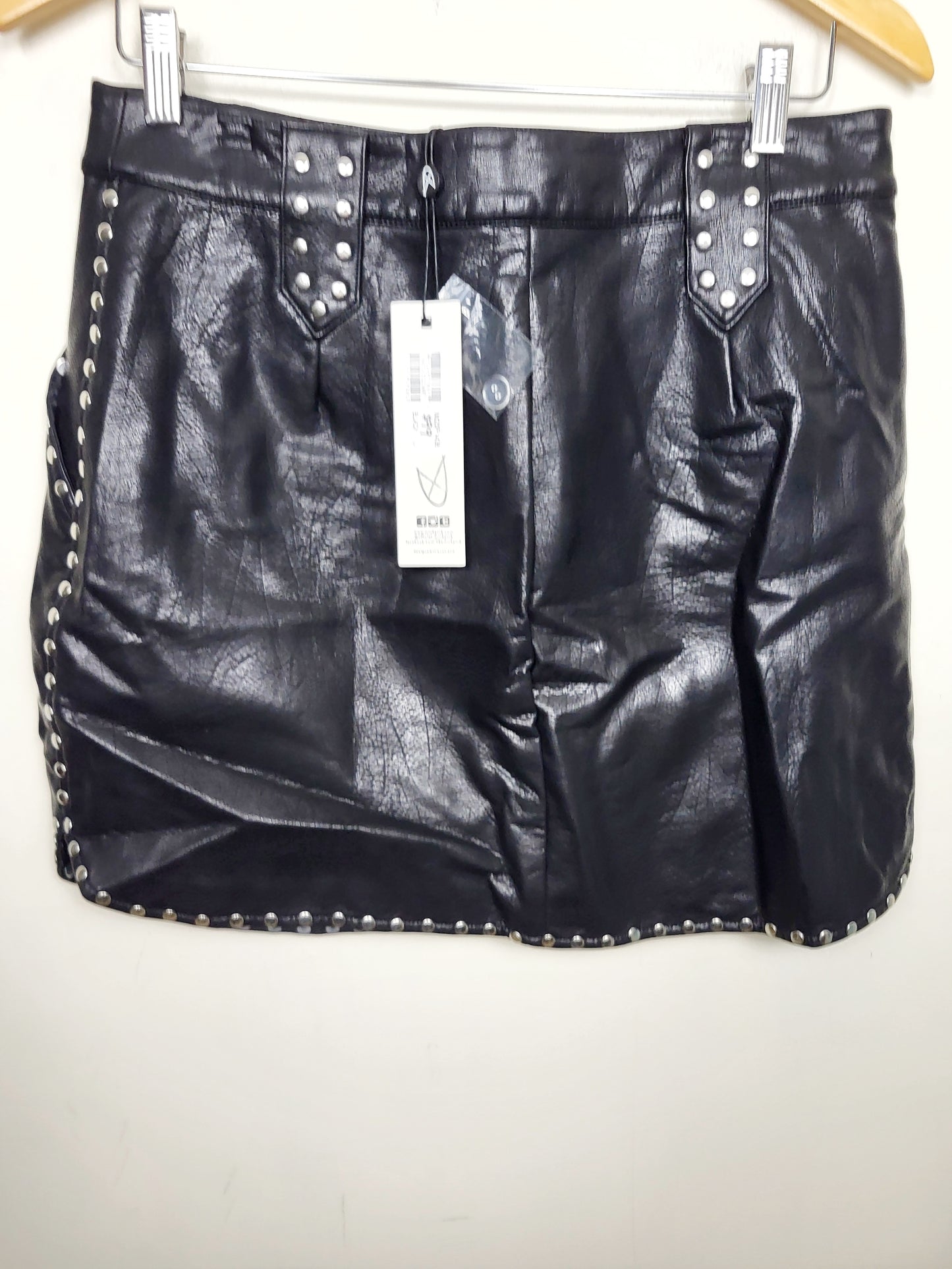 NEW - Minkpink black studded faux leather "Nikita" skirt. Size large (seems more like a medium)