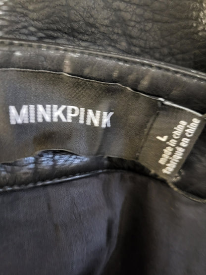 NEW - Minkpink black studded faux leather "Nikita" skirt. Size large (seems more like a medium)