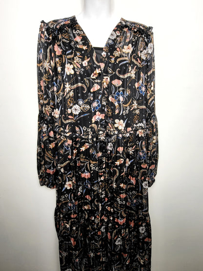 NEW - Minkpink black floral print "Shiloh" midi dress. Size medium