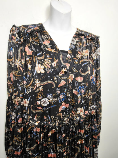 NEW - Minkpink black floral print "Shiloh" midi dress. Size medium
