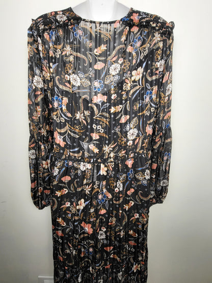 NEW - Minkpink black floral print "Shiloh" midi dress. Size medium