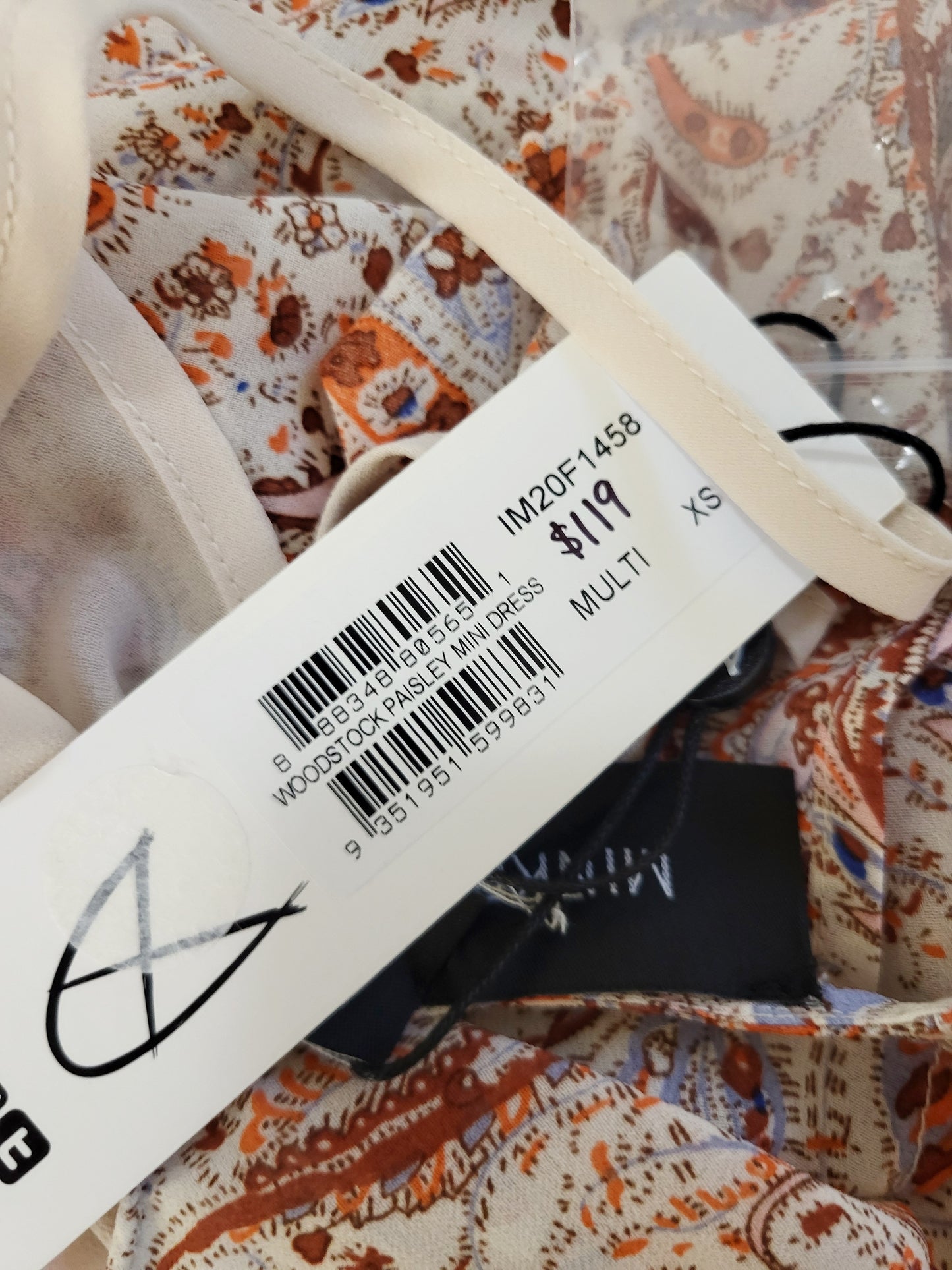 NEW - Minkpink paisley "Woodstock" mini dress. Size XS