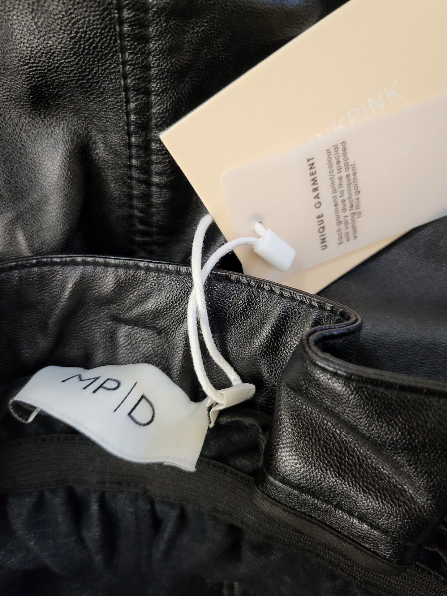 NEW - Pinkmink black faux leather "Realist" shorts. Size medium + large available