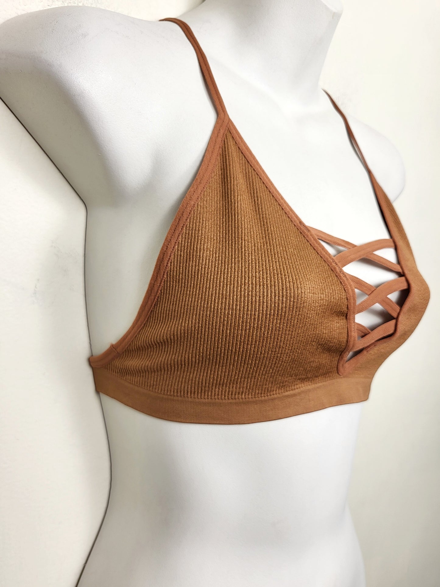 Caramel coloured bralette. Size medium / large