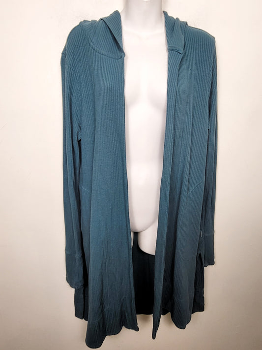 Athleta teal "Harmony Rose" wrap cardigan. Size medium