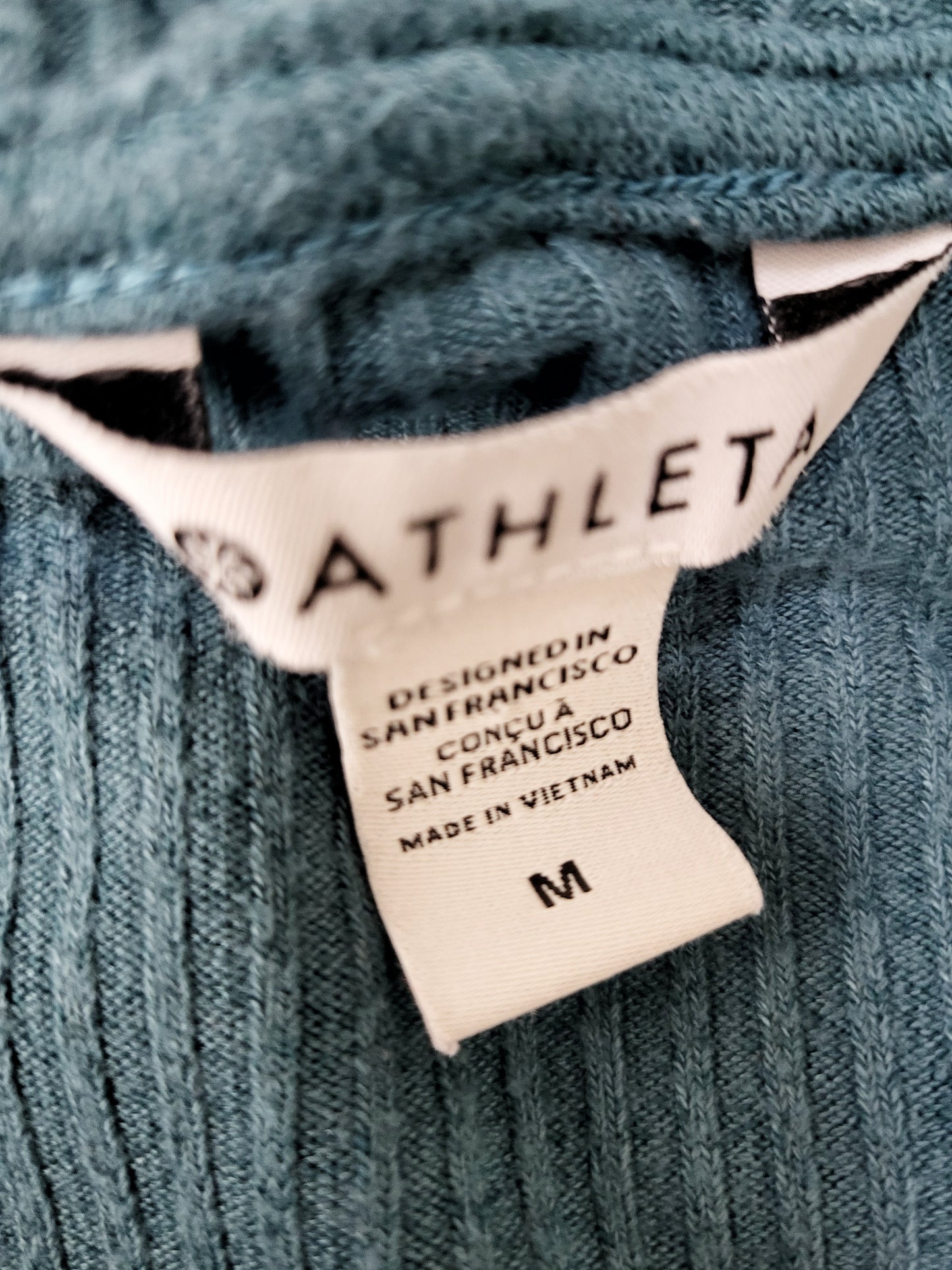 Athleta teal "Harmony Rose" wrap cardigan. Size medium