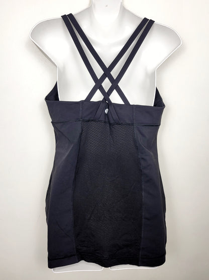 Lululemon black floral print energy tank. Approx size 6