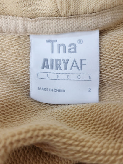 TNA Aritzia beige Airy AF fleece pullover hoodie. Size 2 (XS)