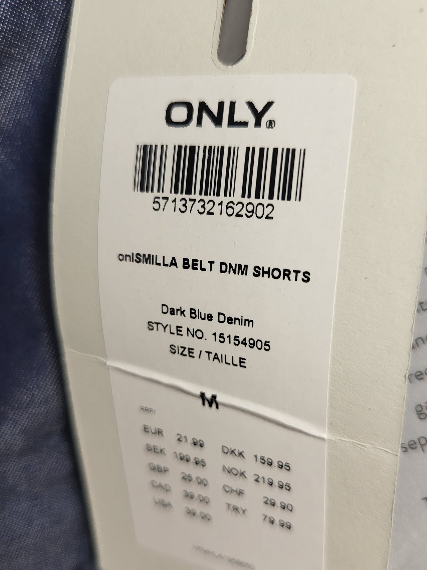 NEW - Only "Forget Me Not" Belted Denim shorts. Size medium