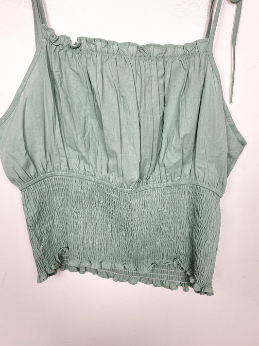 NEW - Talent sage green smocked cropped sleeveless top. Size 1X