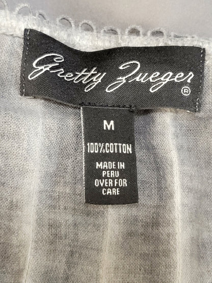 Gretty Zeuger grey distressed style Boho top with lace detail. Size medium