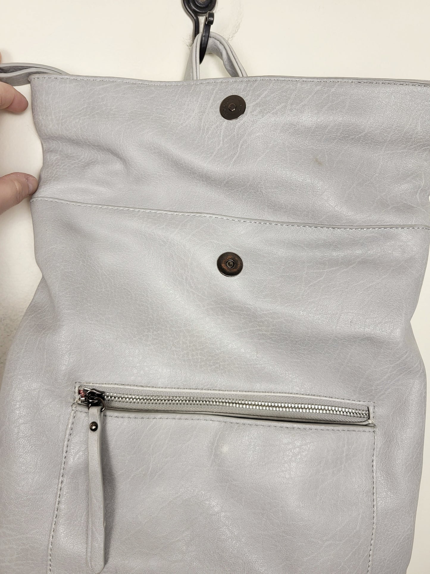 Urban Expressions gray vegan leather Lennon backpack