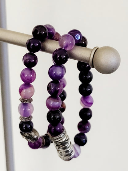 Purple dyed agate amethyst look bracelets
