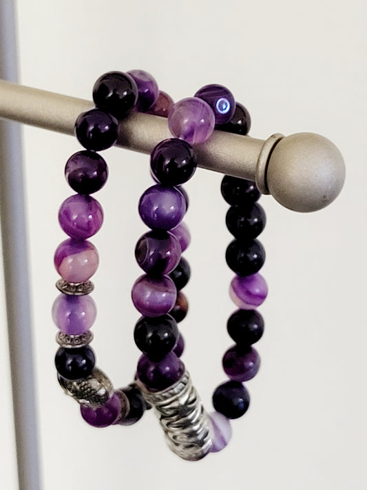 Purple dyed agate amethyst look bracelets