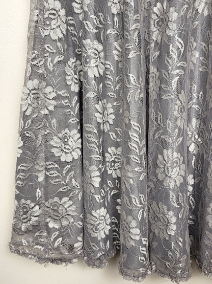 Mango MNG gray lace a-line midi skirt. Size 8 (medium)