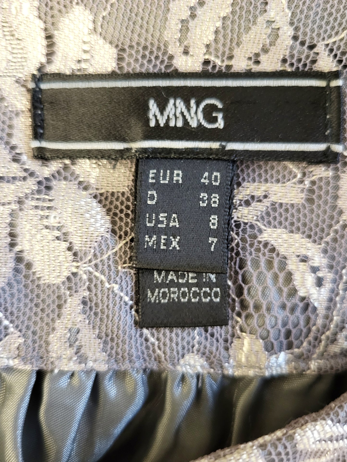 Mango MNG gray lace a-line midi skirt. Size 8 (medium)