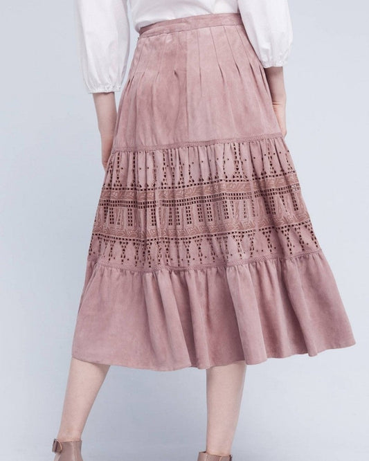 Anthropologie Floret pink suede skirt. Size Medium (8)