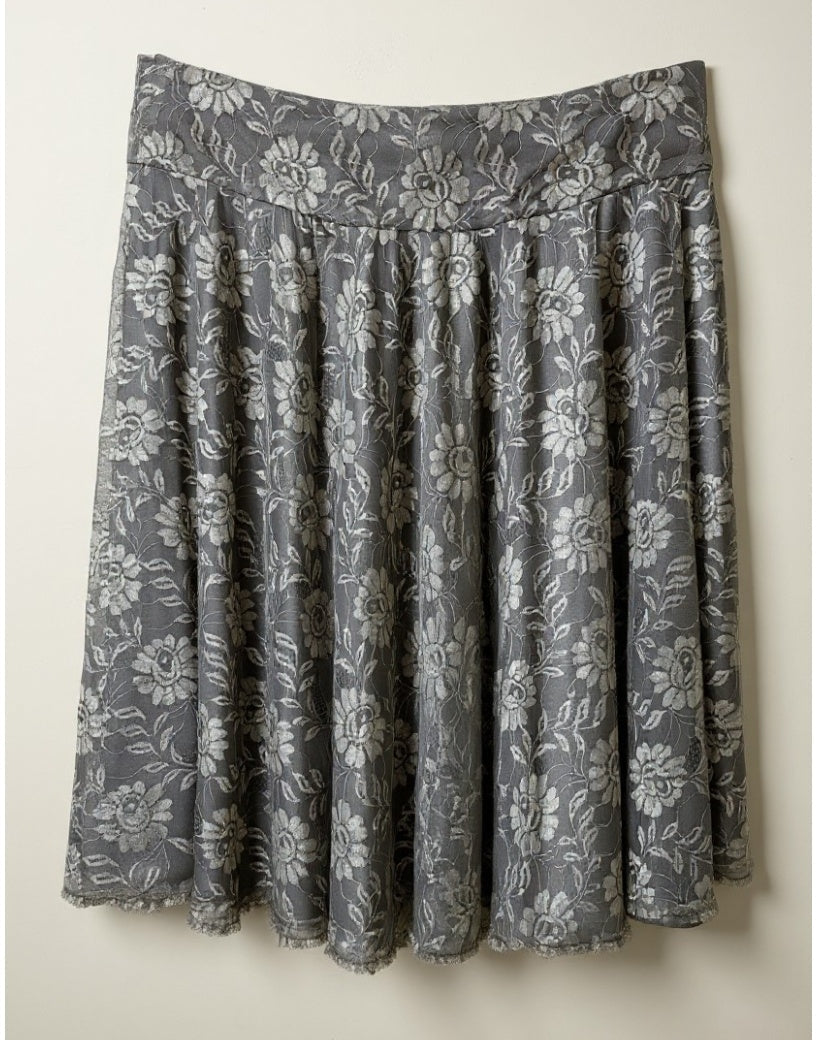 Mango MNG gray lace a-line midi skirt. Size 8 (medium)