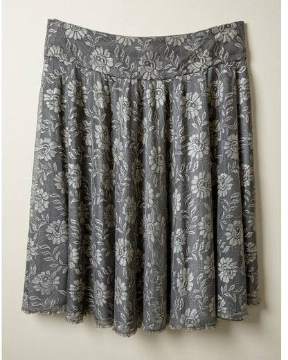Mango MNG gray lace a-line midi skirt. Size 8 (medium)