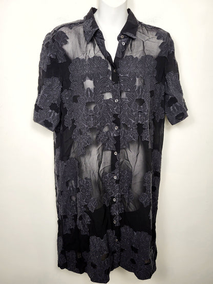 Aritzia Wilfred black jacquard print Hemistiche shift dress. Size small