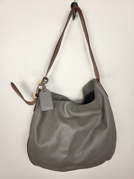 DKNY Bessie Medium Hobo Bag in Gray Pebbled Leather