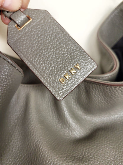 DKNY Bessie Medium Hobo Bag in Gray Pebbled Leather