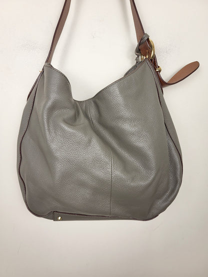 DKNY Bessie Medium Hobo Bag in Gray Pebbled Leather