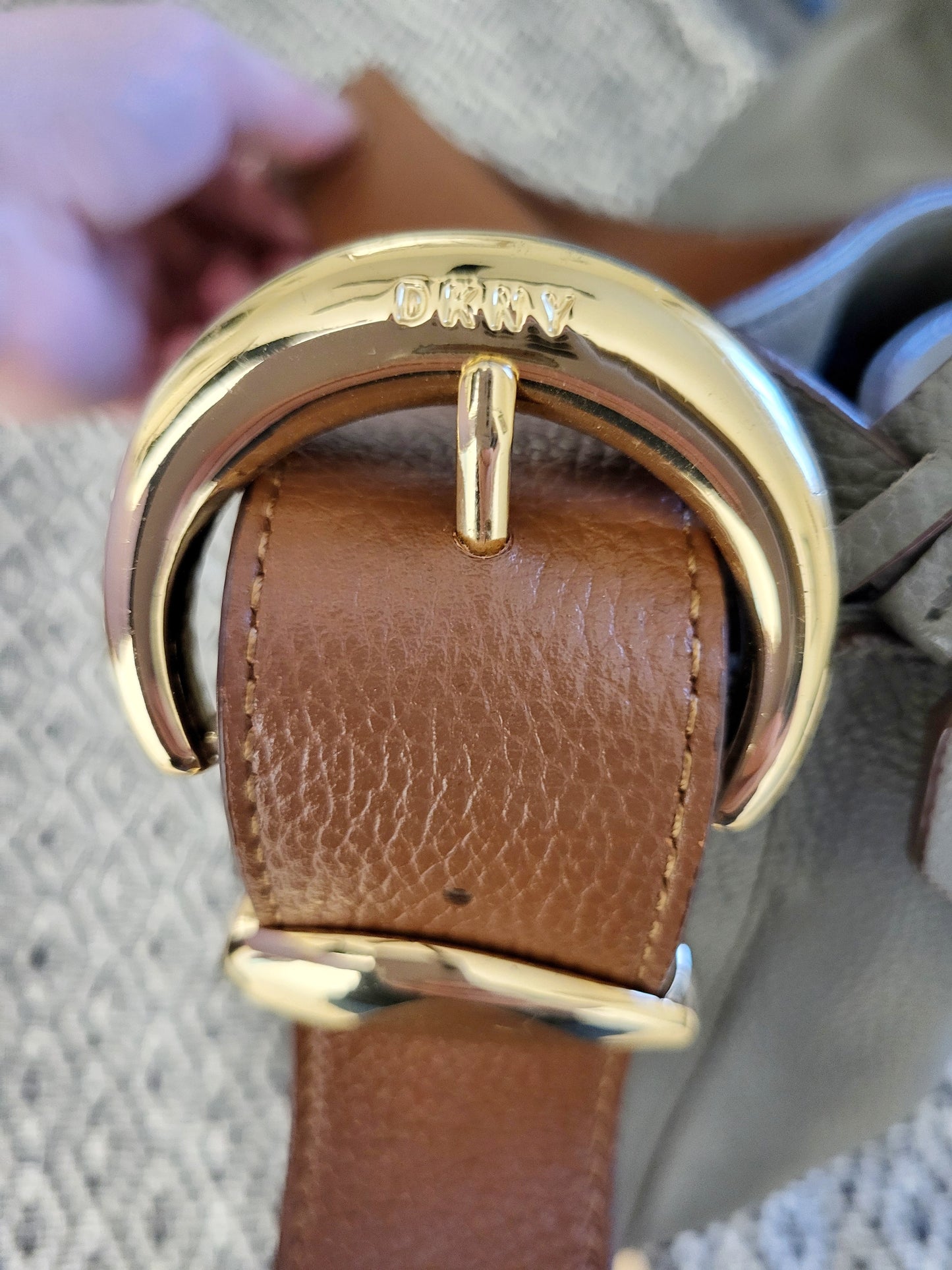 DKNY Bessie Medium Hobo Bag in Gray Pebbled Leather