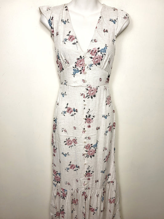 Monteau Los Angeles floral print maxi dress with button detail | Size XS
