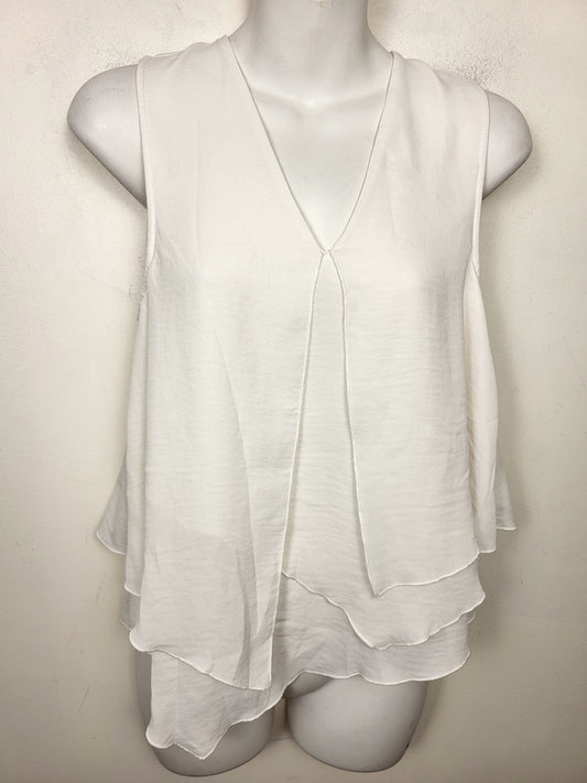 H and M cream coloured drapey chiffon sleeveless top | Size 4