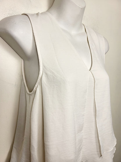 H and M cream coloured drapey chiffon sleeveless top | Size 4