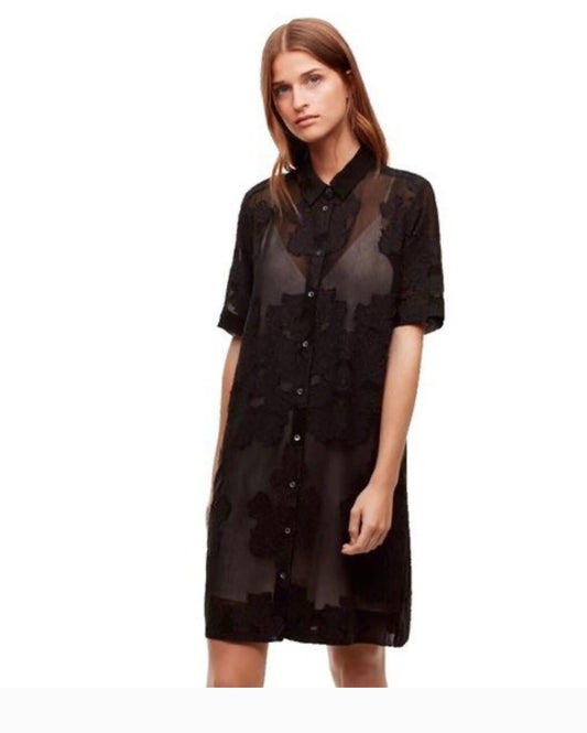 Aritzia Wilfred black jacquard print Hemistiche shift dress. Size small