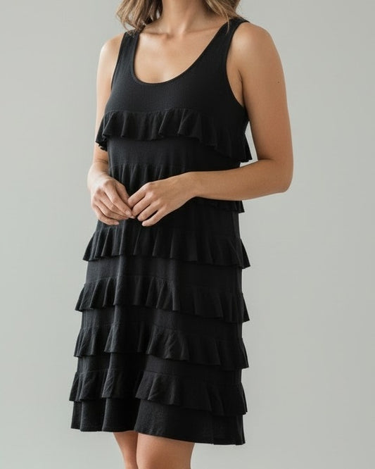 Tango Mango black tiered ruffle dress. Size XS