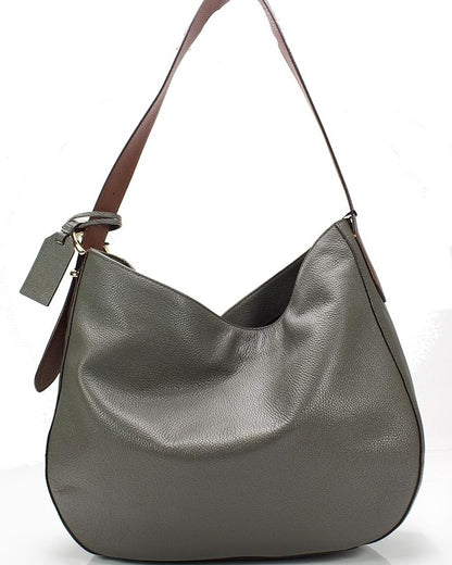 DKNY Bessie Medium Hobo Bag in Gray Pebbled Leather