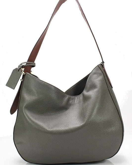 DKNY Bessie Medium Hobo Bag in Gray Pebbled Leather