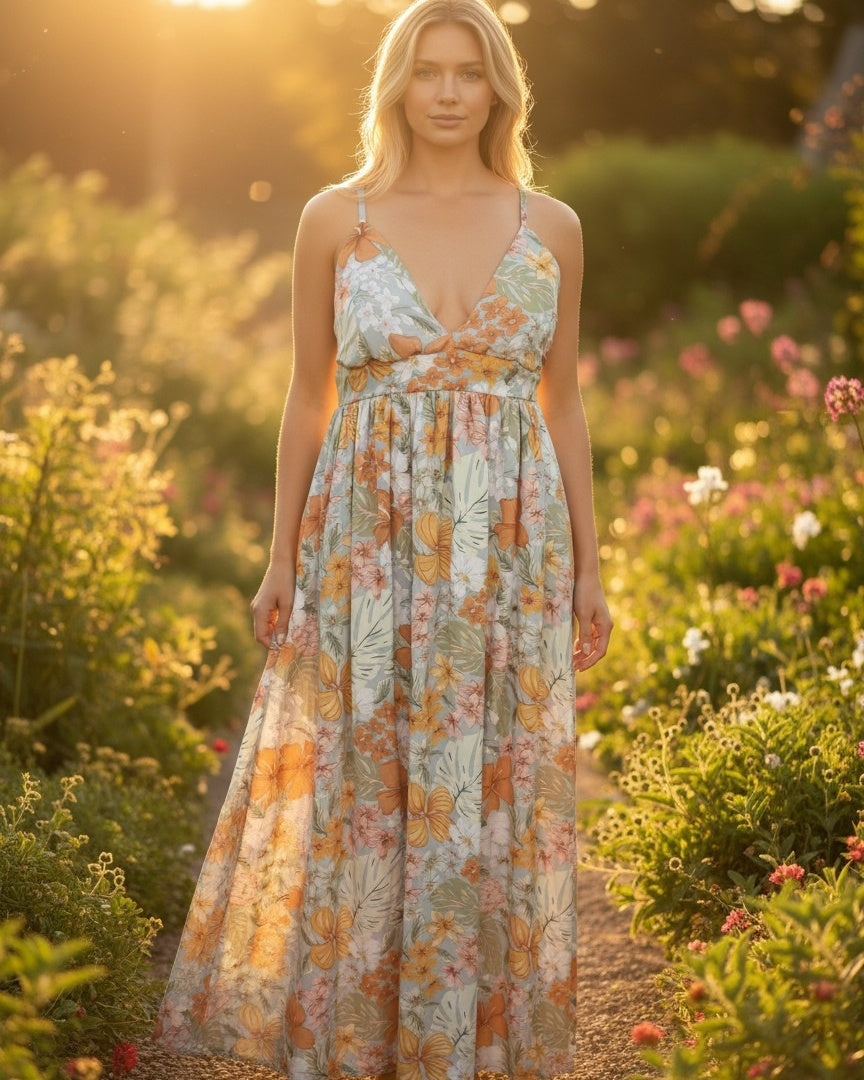 Forever 21 floral print flowy maxi dress. Size medium (measures more like a small)