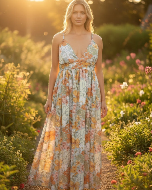 Forever 21 floral print flowy maxi dress. Size medium (measures more like a small)