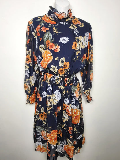 En Focus Studio navy floral print midi dress | Size 14