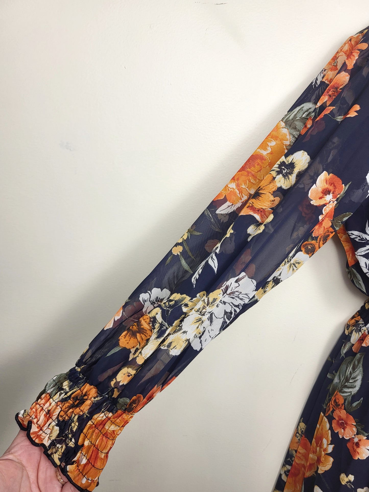 En Focus Studio navy floral print midi dress | Size 14