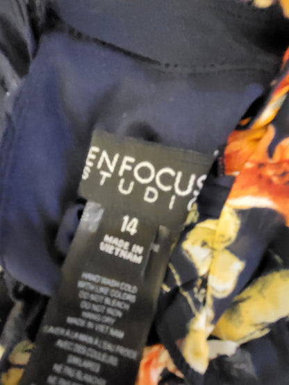 En Focus Studio navy floral print midi dress | Size 14