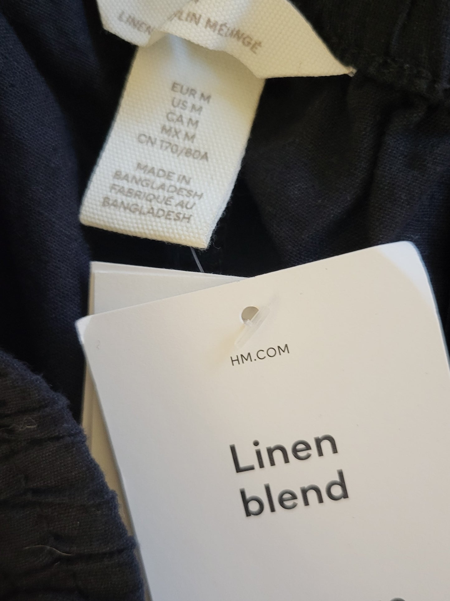 NEW - H and M black linen blend relaxed fit drawstring pants | Size MEDIUM