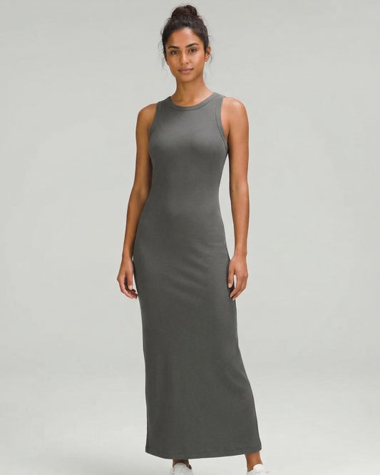 NEW - H and M Divided gray rib knit sleeveless maxi dress | Size MEDIUM